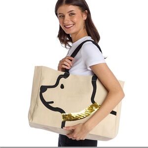 TWO'S COMPANY BEST FRIEND SEQUIN DOG COLLAR Canvas Tote Bag - Gold sequence